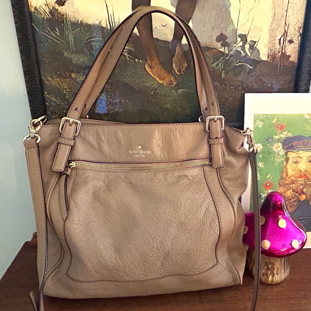 EUC Kate Spade Taupe, Tan, Brown Pebbled Leather Hobo Crossbody